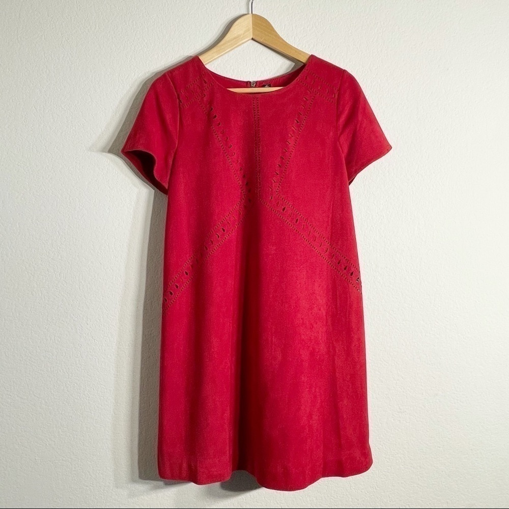 Design Lab Lord and Taylor Red Laser Cut Short Sleeve Dress Size Small